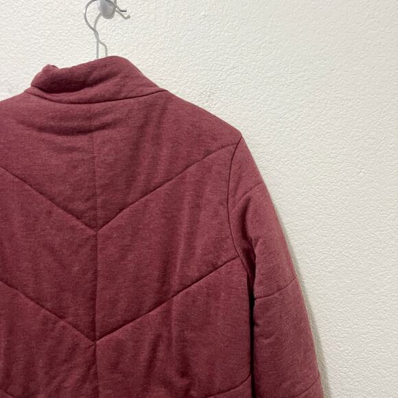 [Three Dots] Red Quilted Knit Fleece Mock Neck Full Zip Jacket Size Medium M - Picture 6 of 11